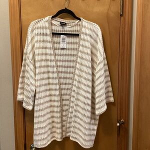 Torrid Cream and Tan Open Knit Cardigan NWT